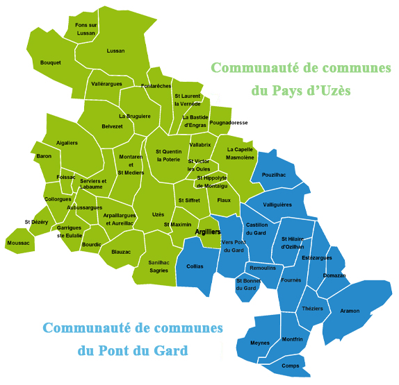 Carte des communes CCPU et CCPG